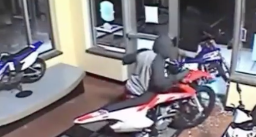 CCTV footage of thieves stealing several motocross bikes from a store in Harrisburg, PA