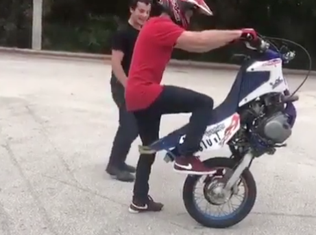 Watch: Ride attempts to wheelie bike with no front end