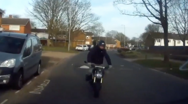 Drunk motorcyclist dashcam footage