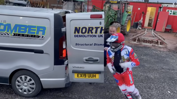 Watch as Speedway Rider Dives From Van Straight Into a Race!