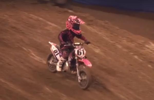 Adorable MX rider refuses to give up, wins Arenacross crowd's hearts