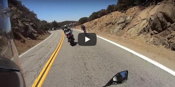 Cyclist overtakes motorbikes at 50mph