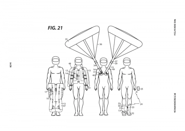 Airbag Inside parachute patent drawings. - Cycle World