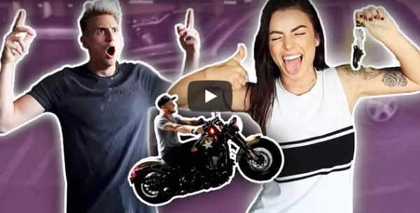 Pranks her boyfriend and steals his motorcycle 