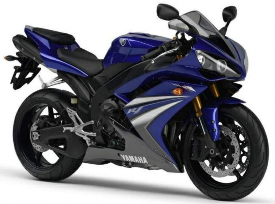 A blue and silver 2007-2008 Yamaha R1