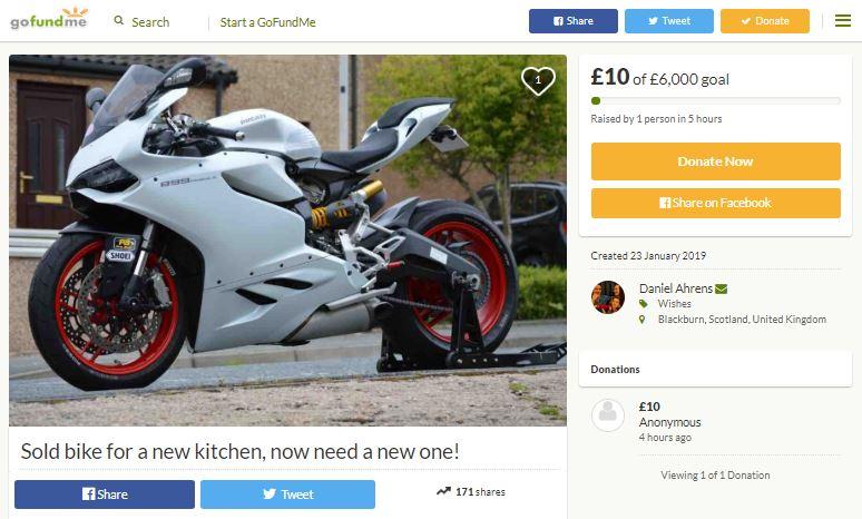 So Asking For Money On Gofundme For A New Bike Is A Th Visordown