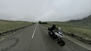 an Energica Experia being toured around Wales