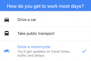 Google Maps motorcycle function