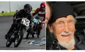 The world's oldest motorcycle racer, Leslie Harris