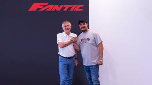 Fantic CEO Mariano Roman with VR46 team director Alessio Salucci. - Fantic