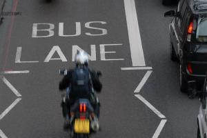 Motorcycle in a bus lane
