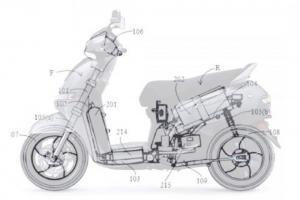 TVS Motors patent drawing for iQube electric scooter.
