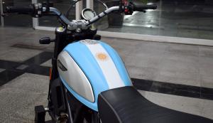 Ducati Scrambler with Argentinian flag paint on fuel tank. - Ducati Media