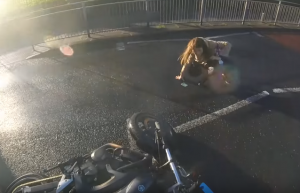 Pedestrian hit by motorbike