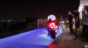 Ducati Panigale V2 in the swimming pool at David Dobrik party