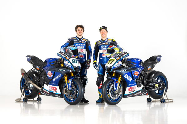 Remy Gardner &amp; Dominique Aegerter with GYRT GRT Yamaha WorldSBK Yamaha R1, 2023 Yamaha WorldSBK launch.